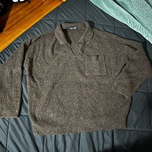 shein size small brown woven cozy sweater